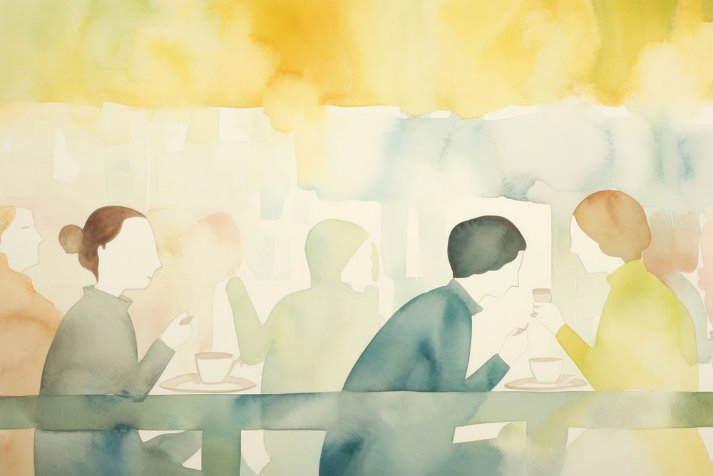 A group of women enjoying in cafe painting togetherness refreshment. AI generated Image by rawpixel.