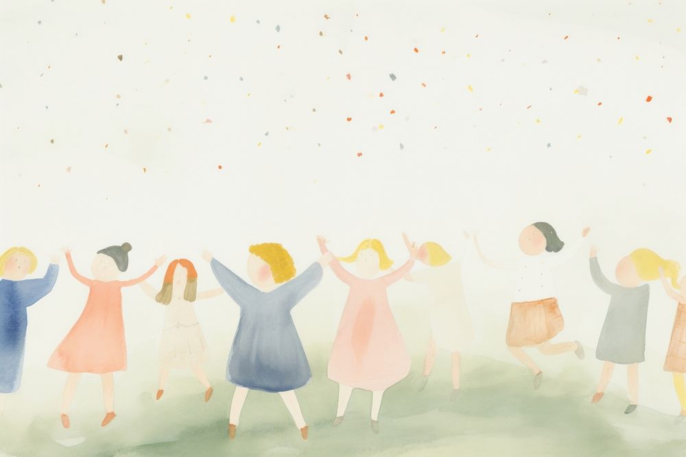 A group of children dancing painting drawing sketch. AI generated Image by rawpixel.