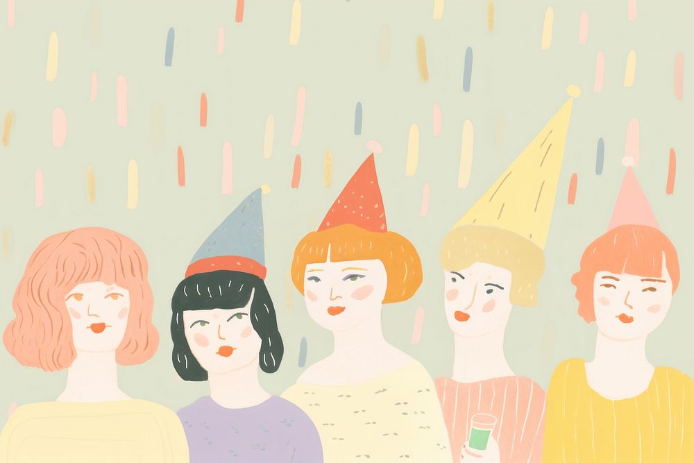 A group of women party drawing adult representation. AI generated Image by rawpixel.