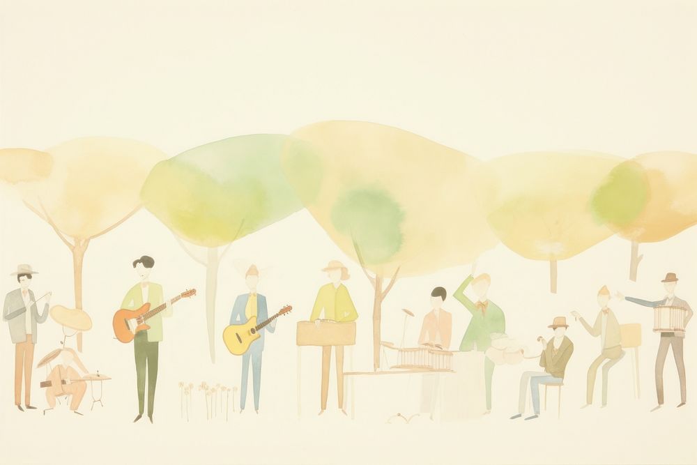 A group of people playing music drawing sketch adult. AI generated Image by rawpixel.