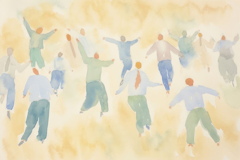A group of men dancing backgrounds painting drawing. AI generated Image by rawpixel.