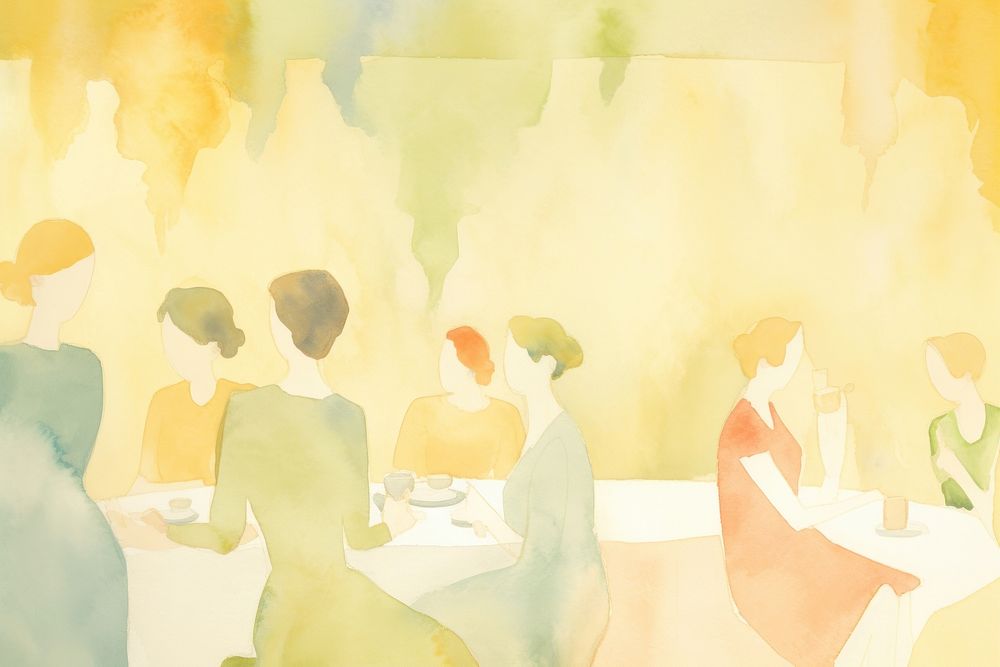 A group of women enjoying in cafe painting adult togetherness. AI generated Image by rawpixel.