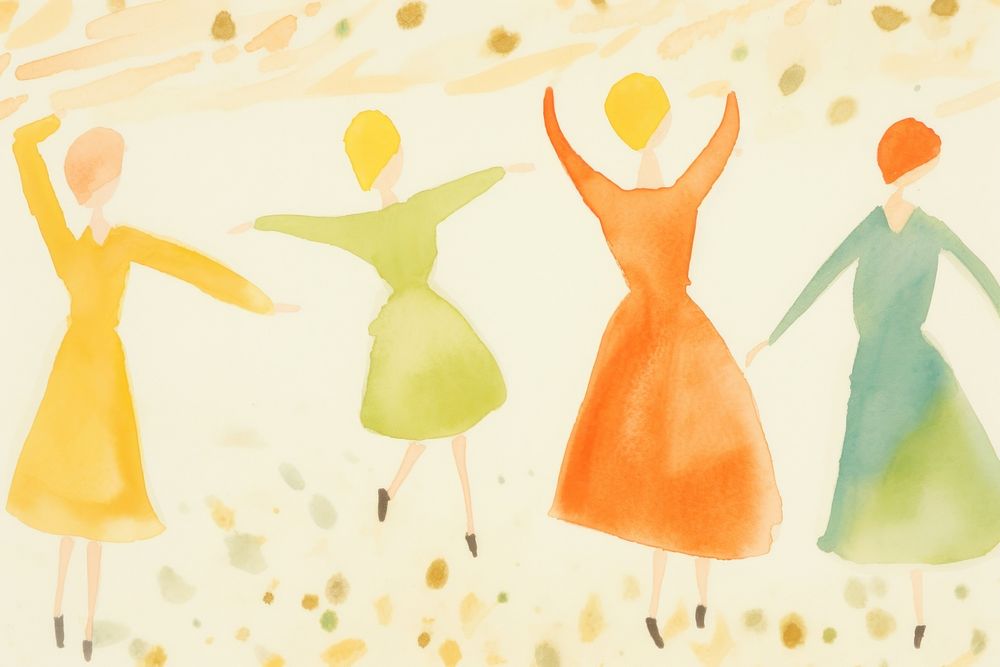 A group of women dancing painting drawing sketch. AI generated Image by rawpixel.