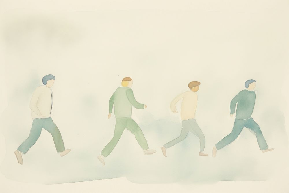 A group of men running drawing walking sketch. AI generated Image by rawpixel.