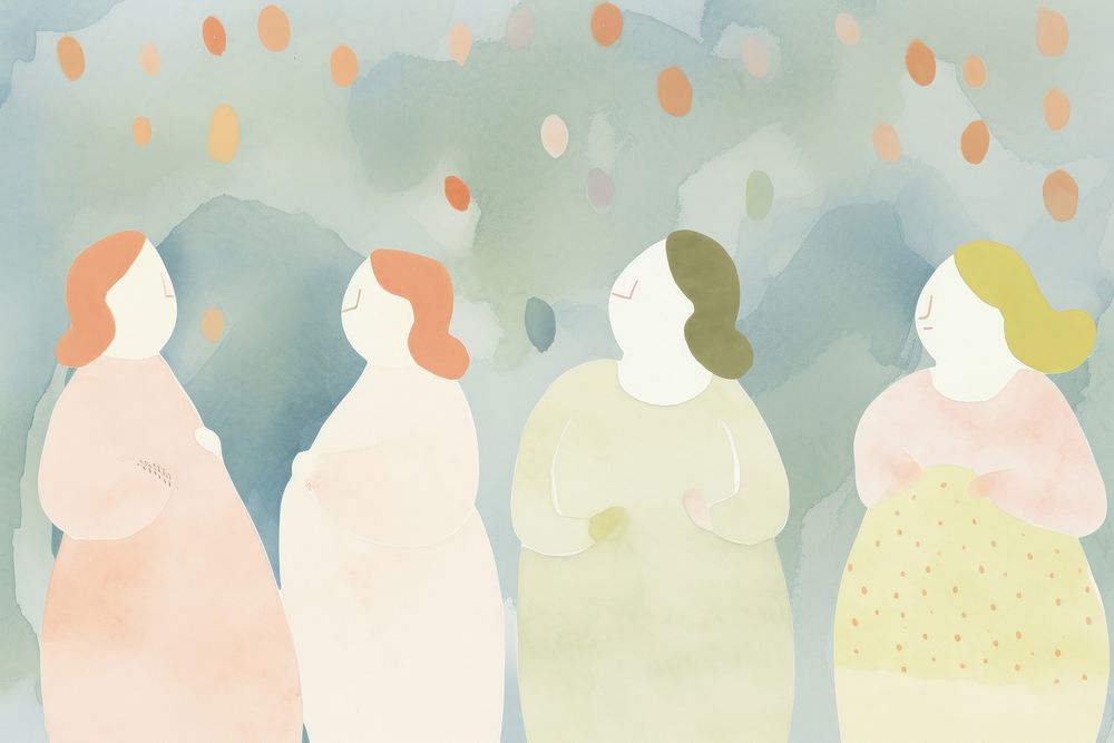 A group of pregnant women talking painting cartoon togetherness. AI generated Image by rawpixel.