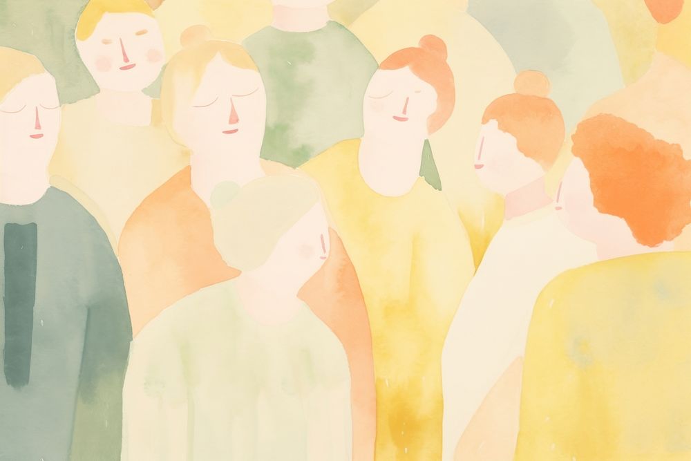 A group of women talking backgrounds painting adult. AI generated Image by rawpixel.