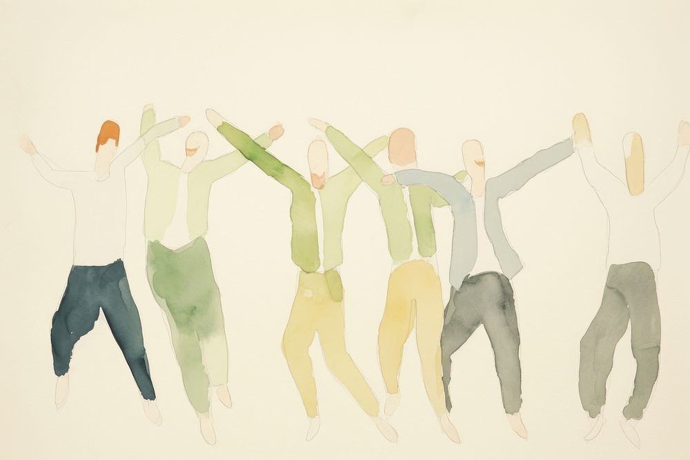 A group of men dancing painting drawing sketch. AI generated Image by rawpixel.