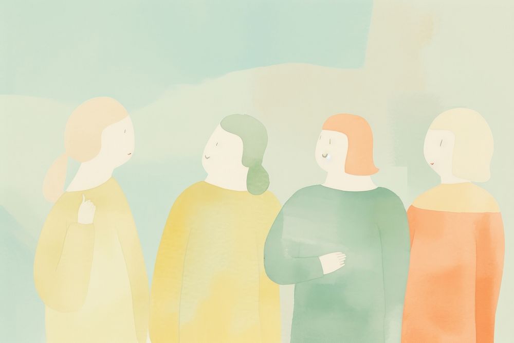 A group of women talking painting drawing sketch. AI generated Image by rawpixel.