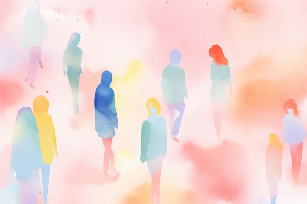 People walking backgrounds painting togetherness. AI generated Image by rawpixel.