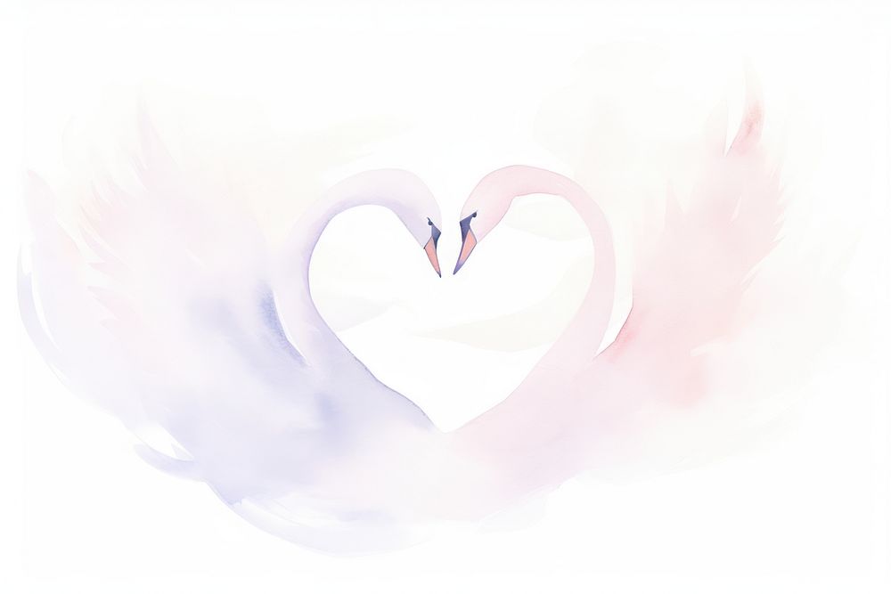 Swan couple making a heart white bird creativity. AI generated Image by rawpixel.