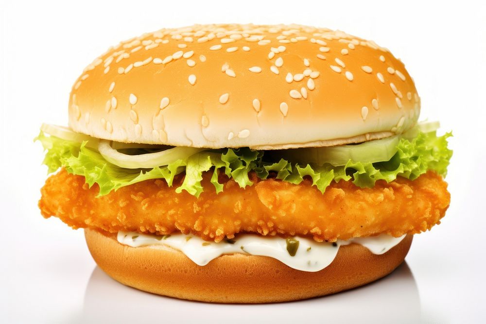 Fish burger food hamburger condiment. AI generated Image by rawpixel.