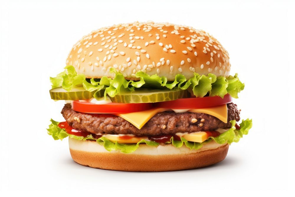 Hsmburger food white background hamburger. AI generated Image by rawpixel.