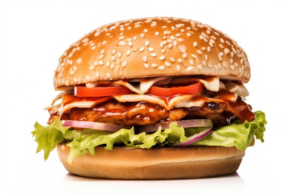 Pork burger food white background hamburger. AI generated Image by rawpixel.
