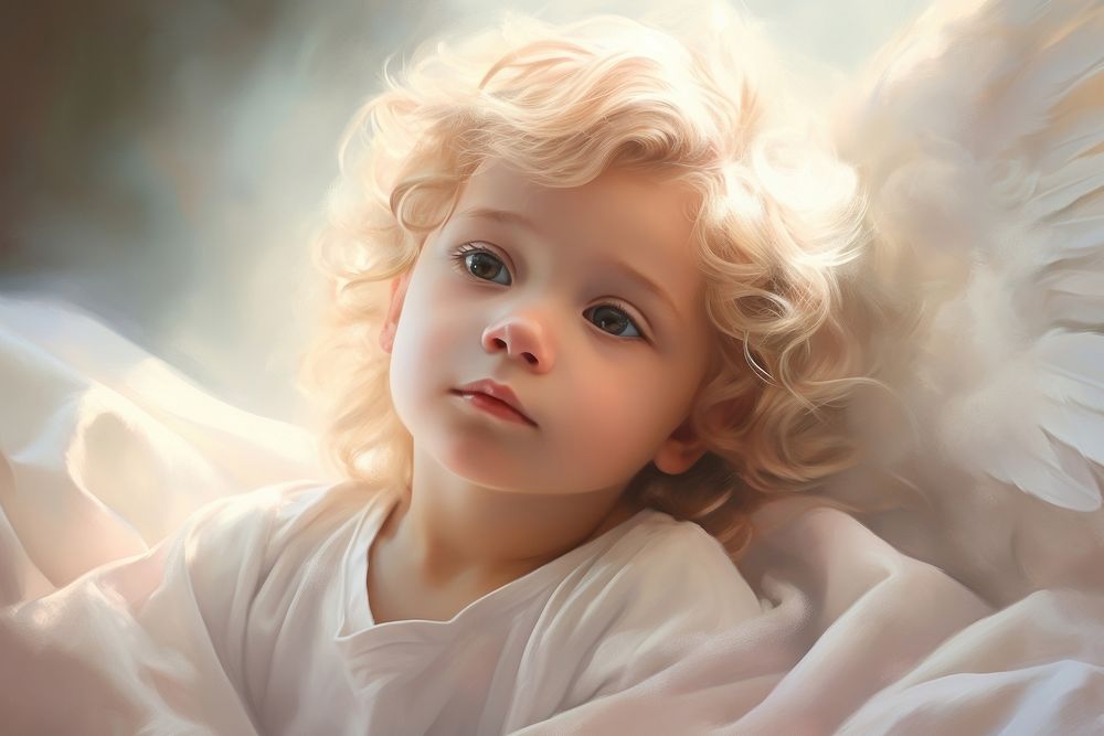 Cherub little angels portrait photo baby. AI generated Image by rawpixel.