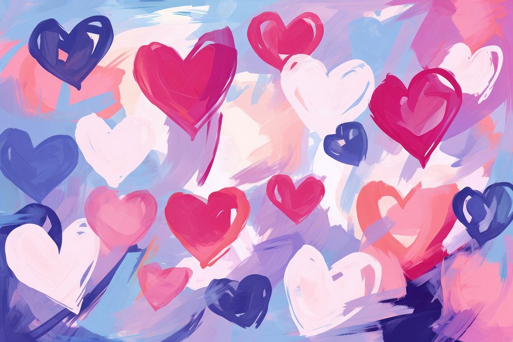 Hearts in the shape pink wallpaper painting backgrounds. AI generated Image by rawpixel.