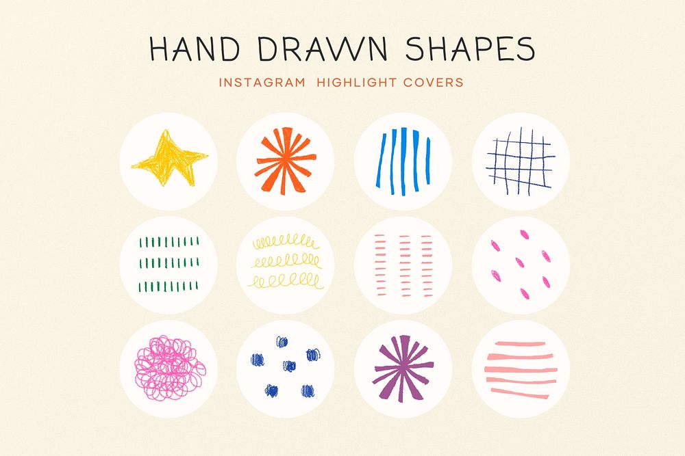 Hand drawn shape Instagram story highlight cover template