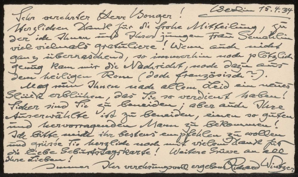 Brief aan Andries Bonger (1934) by Richard Wintzer