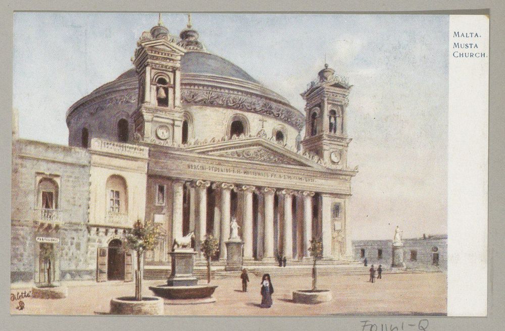 Exterieur van de Rotunda Santa Marija Assunta in Mosta op Malta (c. 1900 - in or before 1910) by anonymous
