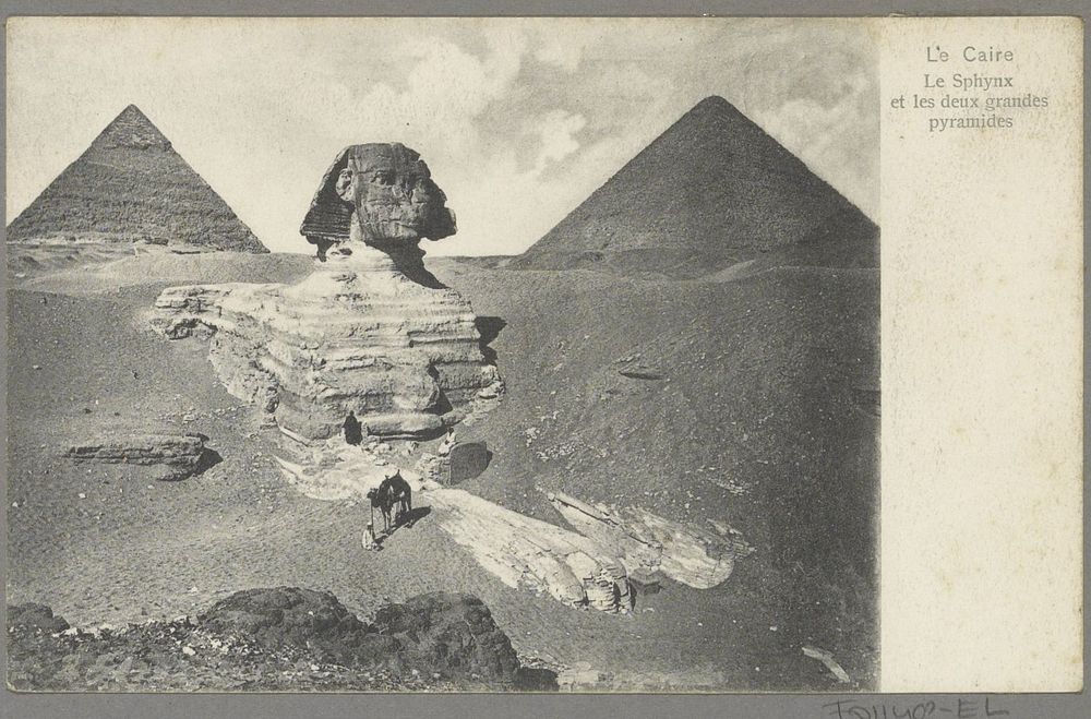 Gezicht op de sfinx en de grote piramides bij Caïro (c. 1895 - in or before 1905) by anonymous