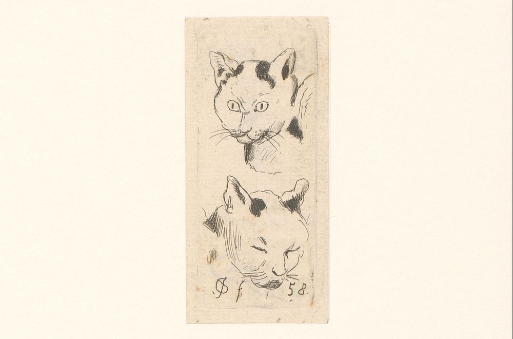Twee kattenkoppen (1858) by Cornelis van der Griendt