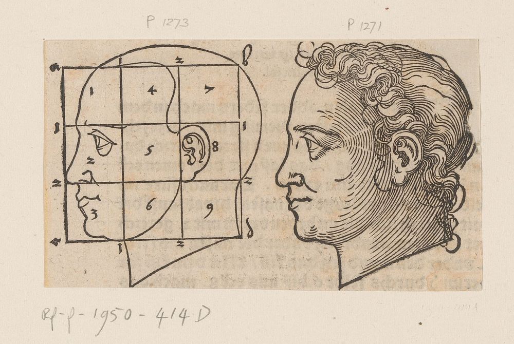 Model voor een gezicht en profil (1565) by anonymous, Hans Sebald Beham and erven Christian Egenolff