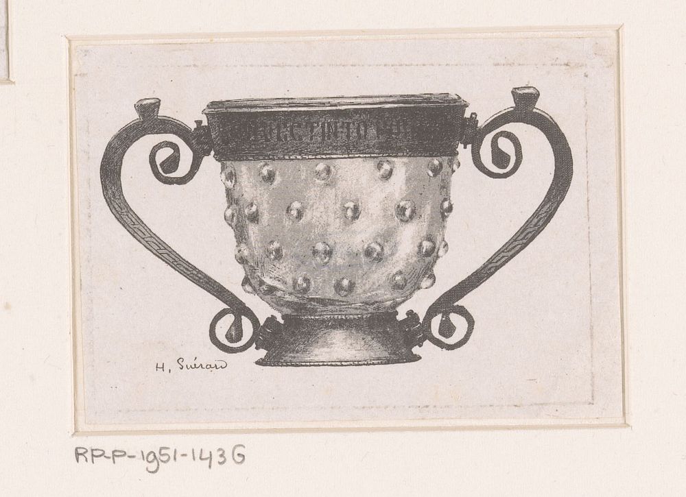 Glazen vaas met twee oren (1856 - 1897) by Henri Charles Guérard