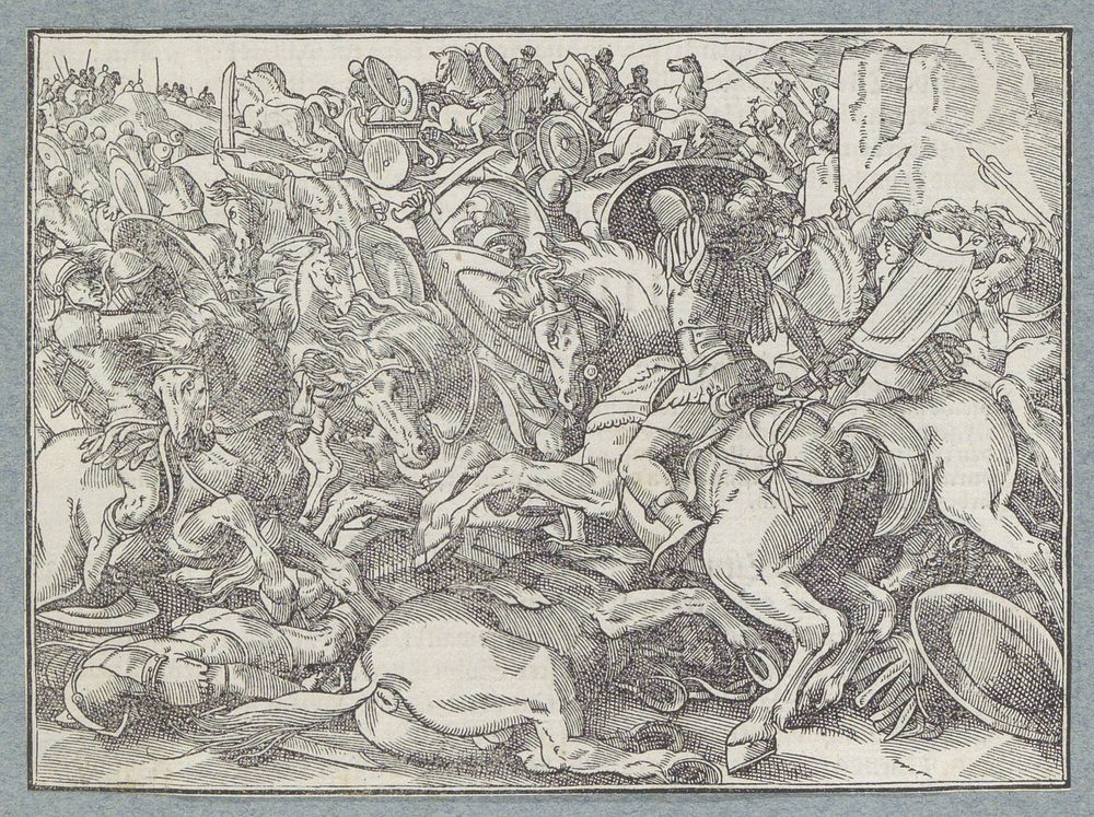 Veldslag te paard met strijdwagen (1574) by Christoffel van Sichem I and Tobias Stimmer