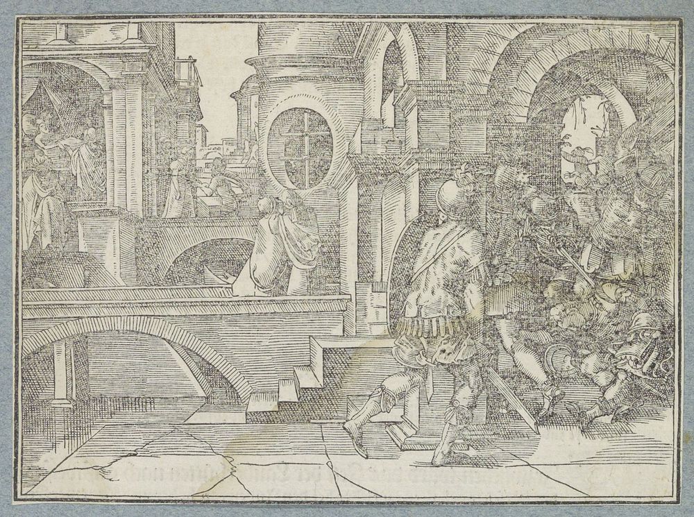Antigonus in een gewelf vermoord door de lijfwacht van zijn broer Aristobulus (1574) by Christoffel van Sichem I and Tobias…