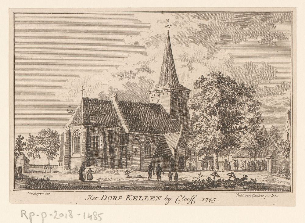 Gezicht op Kellen, 1745 (1758 - 1792) by Paulus van Liender and Jan de Beijer