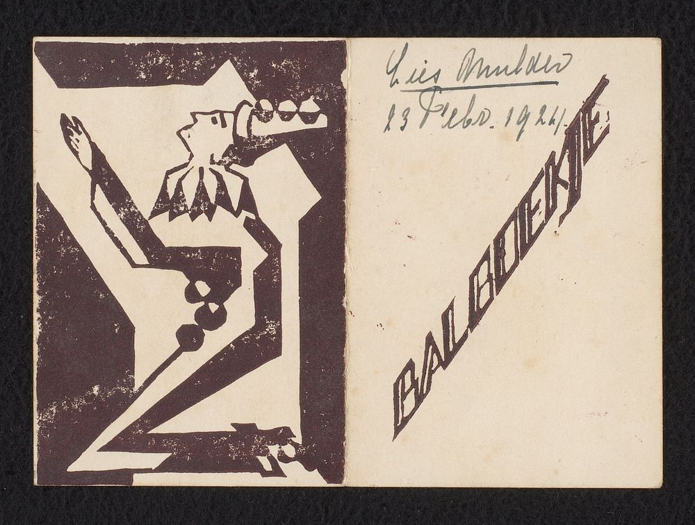 Balboekje voor een bal op 23 februari 1924 (before 1924) by anonymous