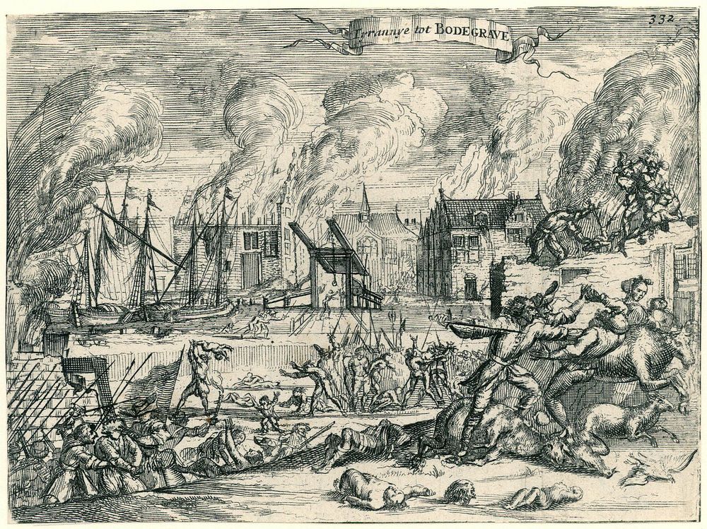 Wreedheden van de Fransen te Bodegraven, 1672 (1673 - 1675) by anonymous and Romeyn de Hooghe