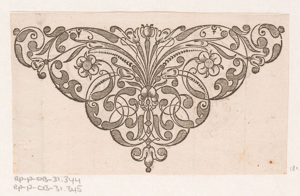 Ornament met bloemen (1700 - 1799) by anonymous and Dirck de Bray