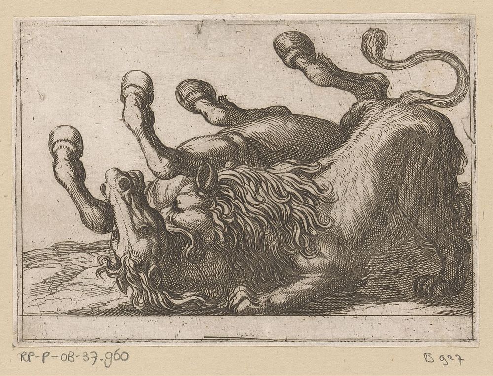 Een leeuw bijt in de nek van een paard (1600) by Antonio Tempesta, Nicolaus van Aelst, Clemens VIII, Nereo Dracomannio and…