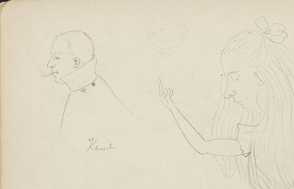 Portretkop van een rokende Karel (c. 1894) by Julie de Graag