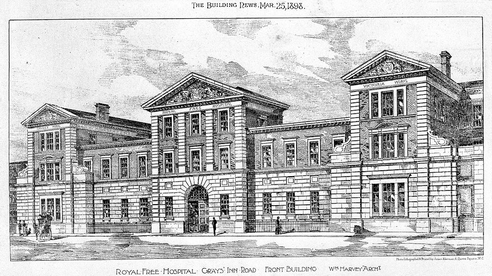 Royal Free Hospital, Gray's Inn Road. front of building.