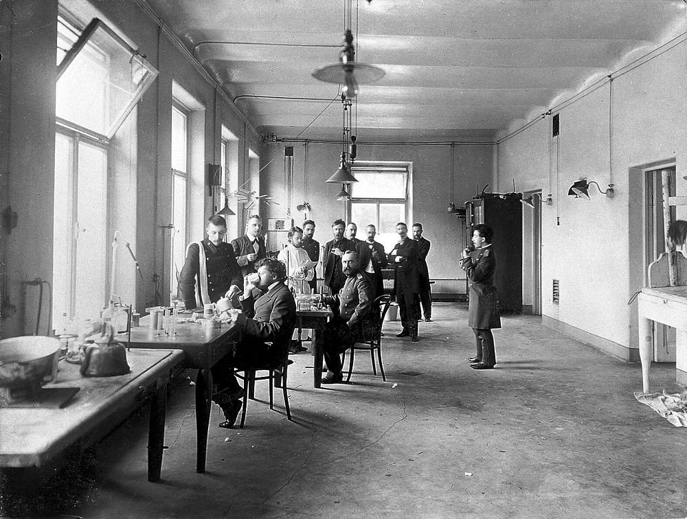 I.P. Pavlov and students in the vivisection room, Physiology Department at the Imperial Institute of Experimental Medicine…