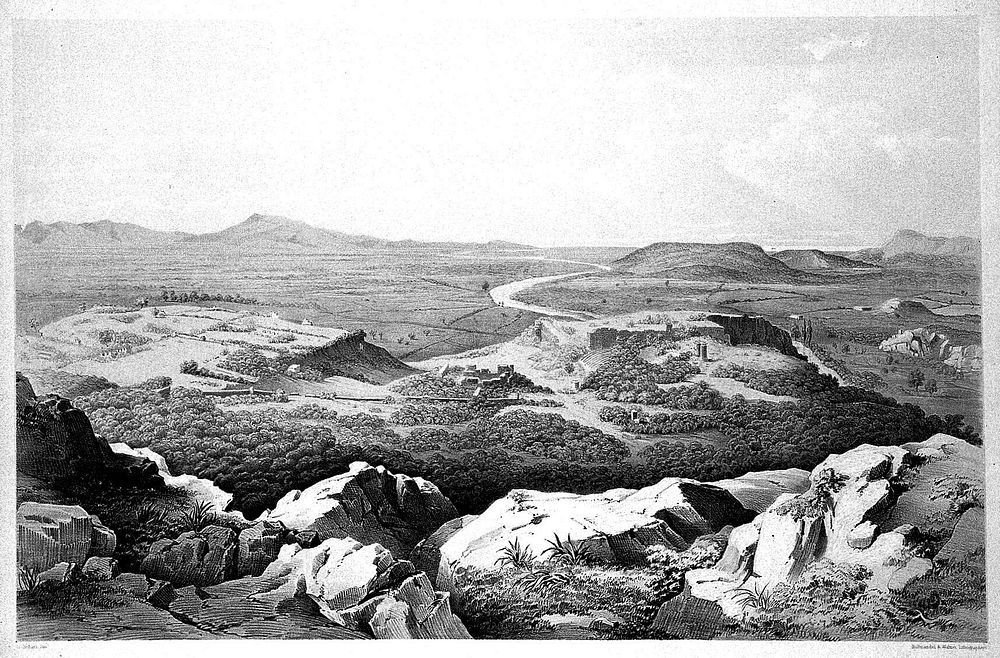 Xanthus, Lycia, a view of the plain. Lithograph by George Scharf junior, 1847.