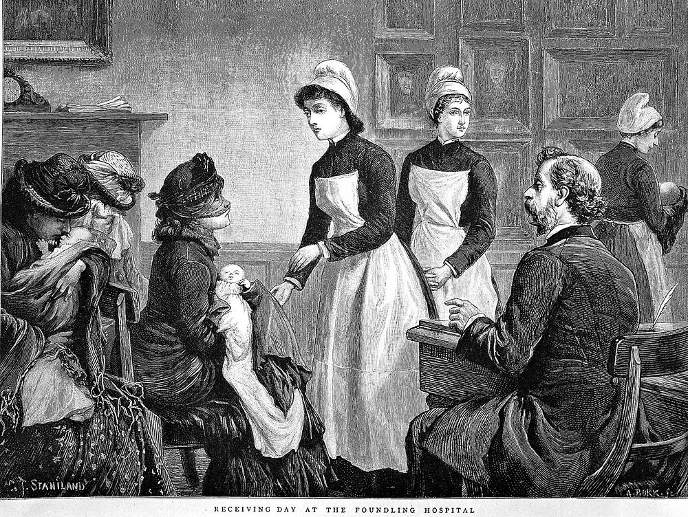 Receiving day at the Foundling Hospital.