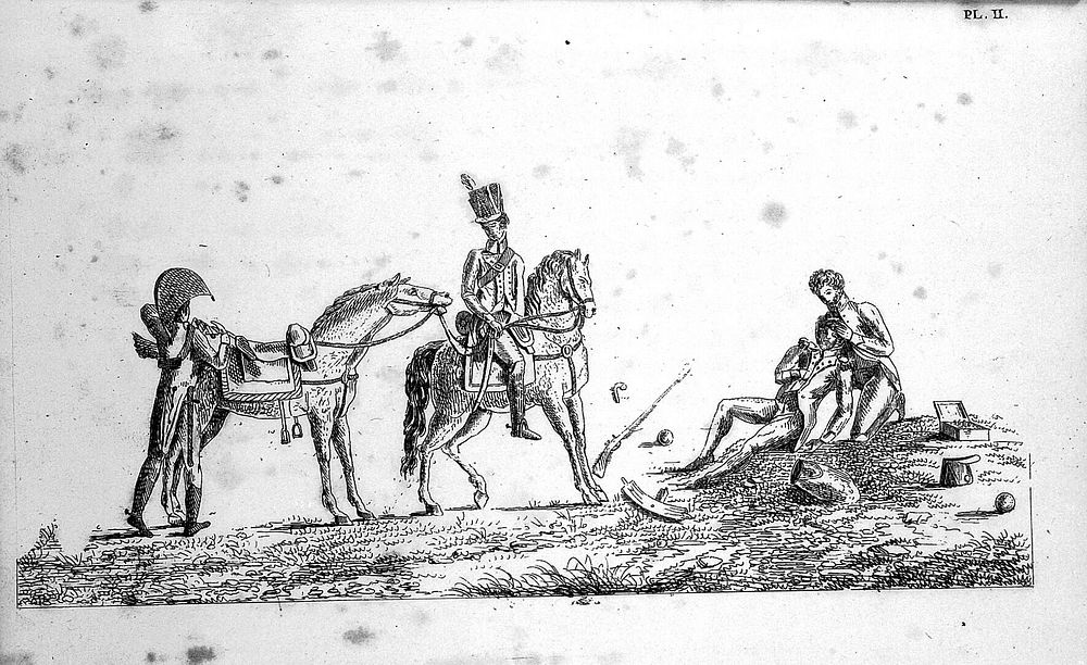 Four officers from D.J. Larrey, Memoires de chirurgie militaire..., 1812