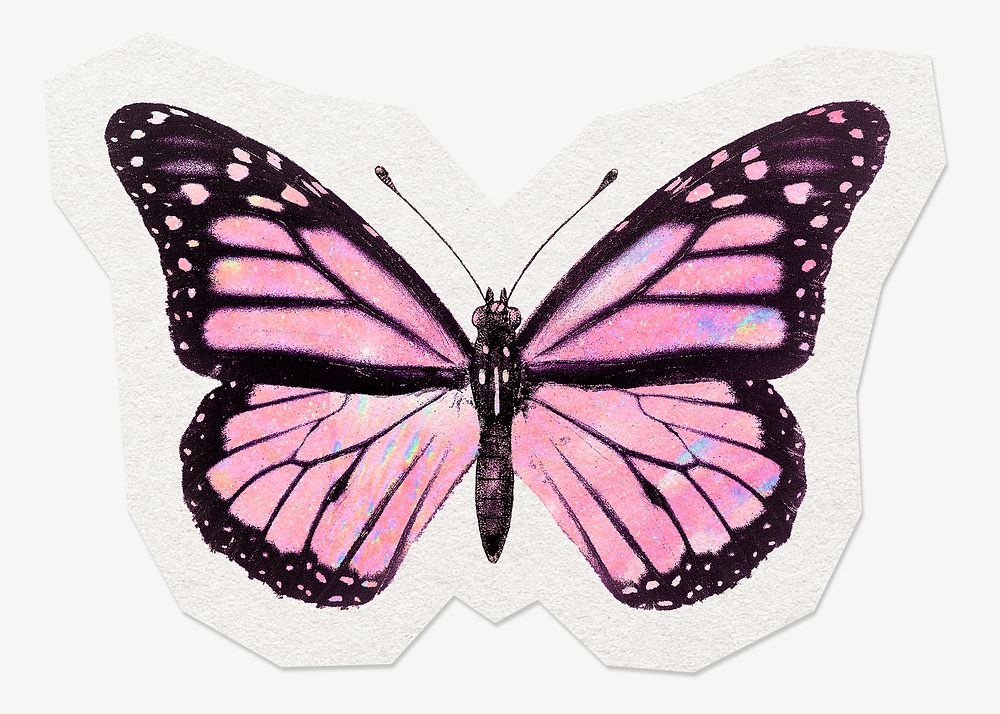 Aesthetic butterfly sticker, beautiful crystal collage element