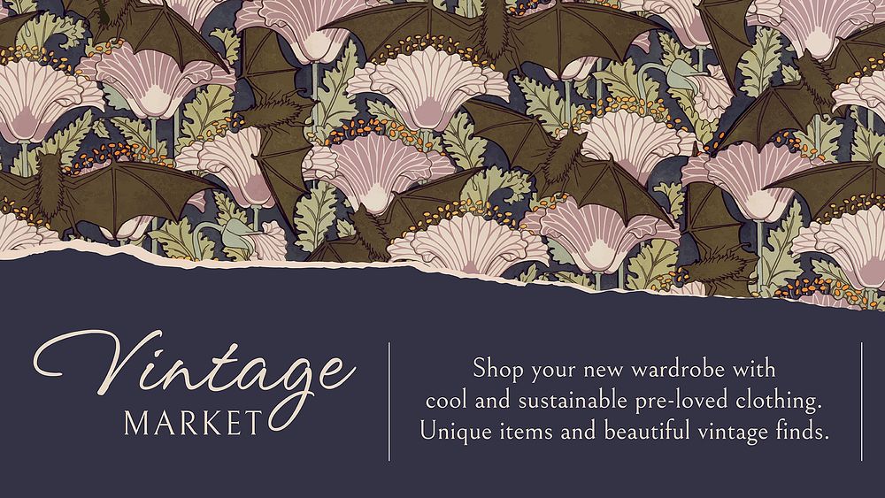 Vintage market presentation template, aesthetic floral pattern vector, famous Maurice Pillard Verneuil artwork remixed by…