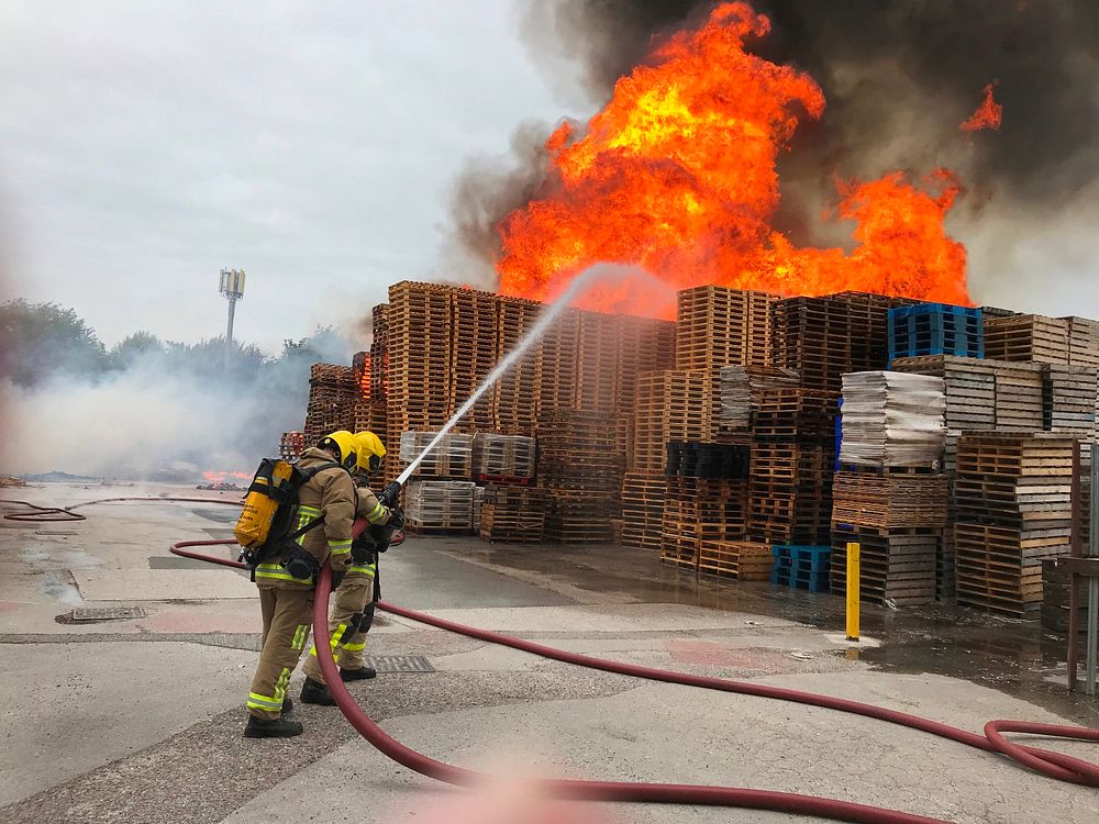 Firefighter training, fire service college. Original public domain image from Flickr