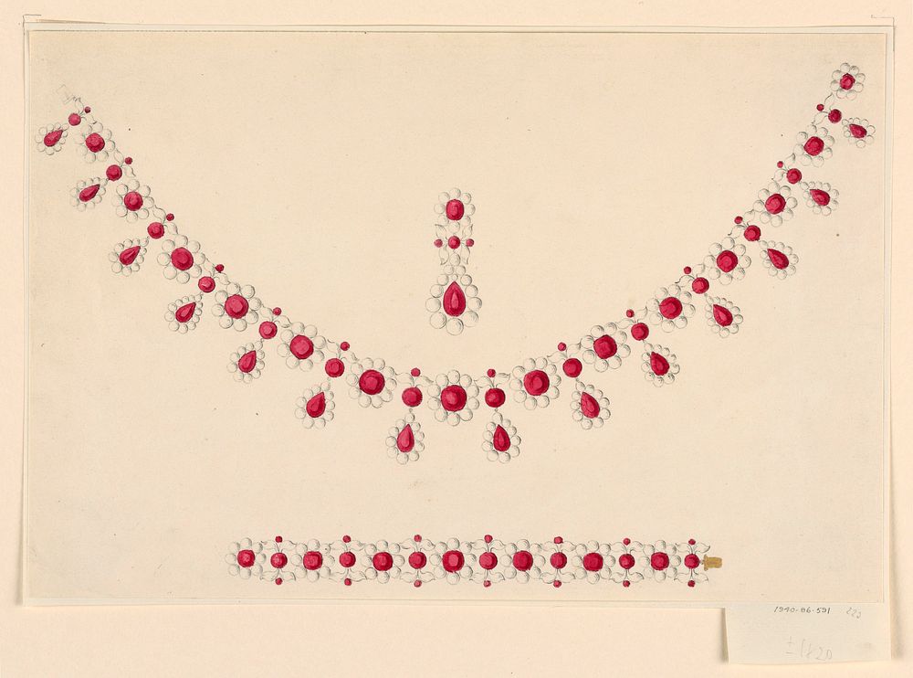 Design for a Parure with Rubies and Pearls