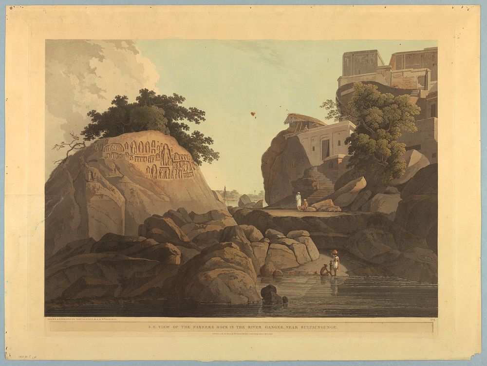 S.E. View of the Fakeers Rock In The River Ganges, Near Sultaungunge, from "Oriental Scenery: Twenty Four Views in…