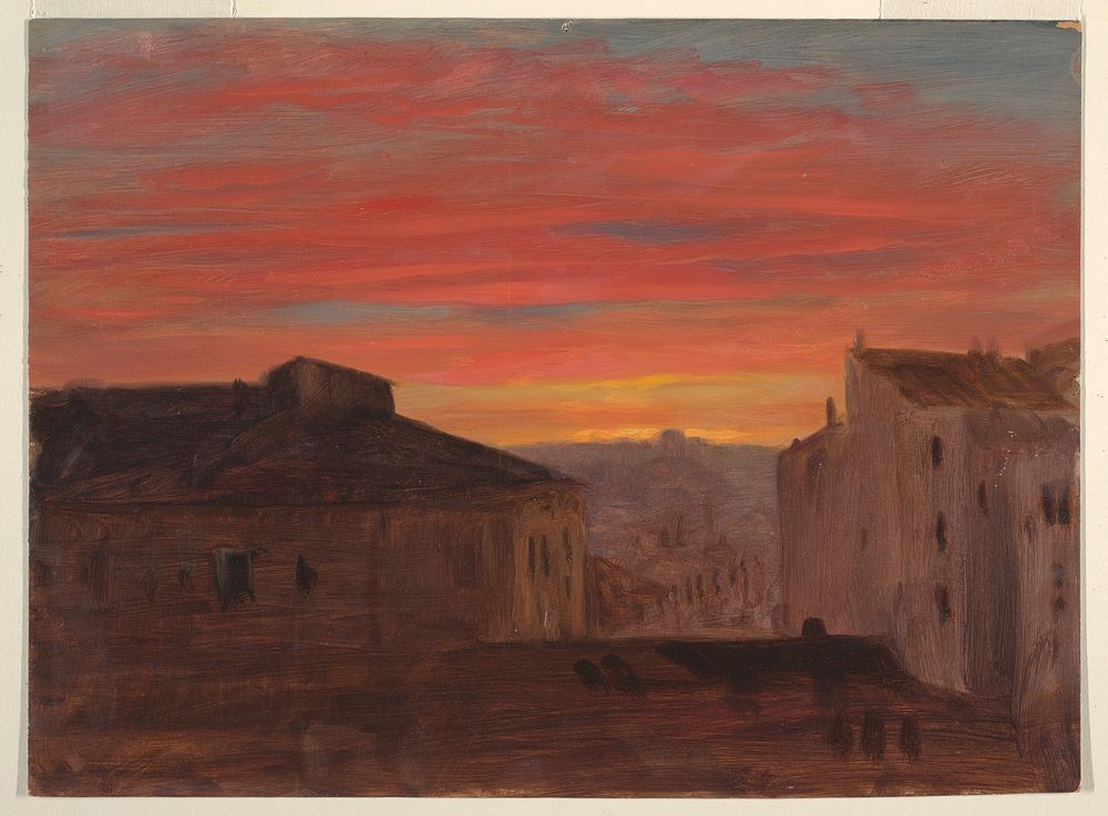 Rooftops at Sunset from the Pincio, Rome by Frederic Edwin Church, American, 1826–1900