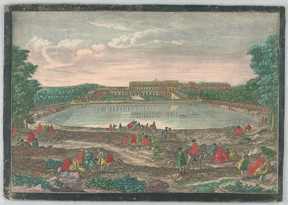 Peep-Show Print, View of the Bassin des Suisses, Versailles, Georg Gottfried Winckler
