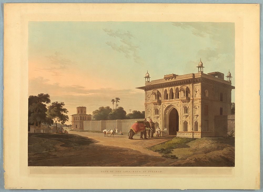 Gate of the Loll-Baug at Fyzabad, from "Oriental Scenery: Twenty Four Views in Hindoostan" by Thomas Daniell, British, 1749 …