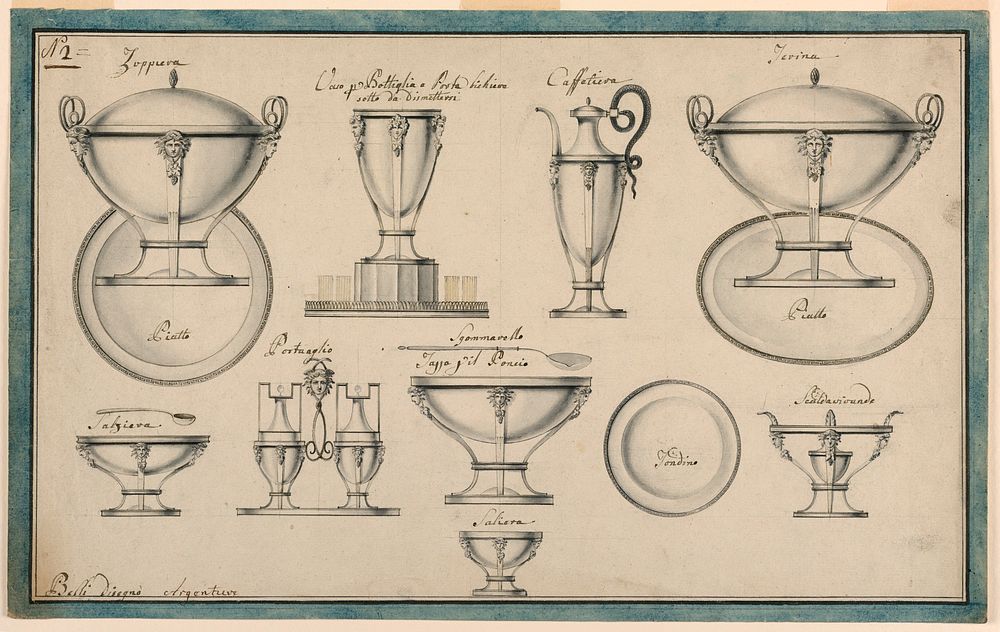 Designs for Silver Serving Pieces by Pietro Belli