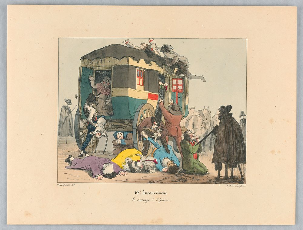 Le courage &agrave; l'Epreuve, Plate 10 from "Inconv&eacute;nient" by Auguste-Xavier Leprince