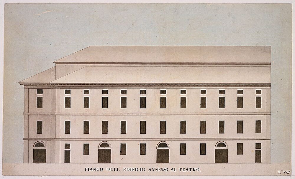 Competition Design for La Fenice, Venice: Exterior Elevation of Annex